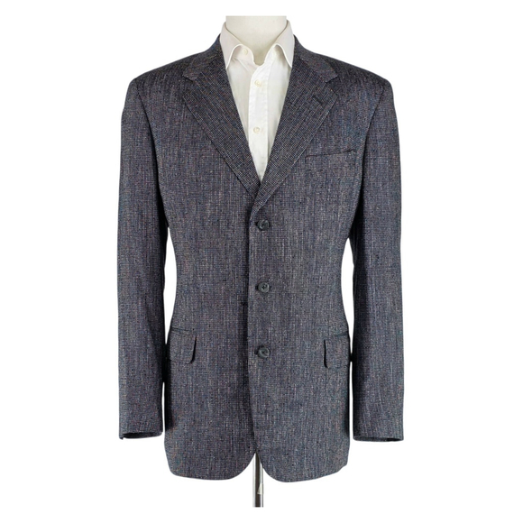 Americana Heritage H. Freeman & Son Wool Tweed Blazer Men 46R Navy Gray Textured
